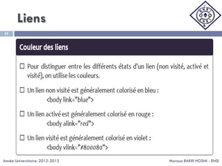 Liens
Maroua BAKRI HOSNI - ENSI
55
Année Universitaire: 2012-2013
 