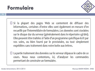 Formulaire
Maroua BAKRI HOSNI - ENSI
76
Année Universitaire: 2012-2013
 