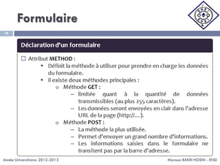 Formulaire
Maroua BAKRI HOSNI - ENSI
78
Année Universitaire: 2012-2013
 