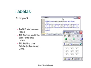 Tabelas
Prof.ª Emília Isaías
Exemplo 9
 
