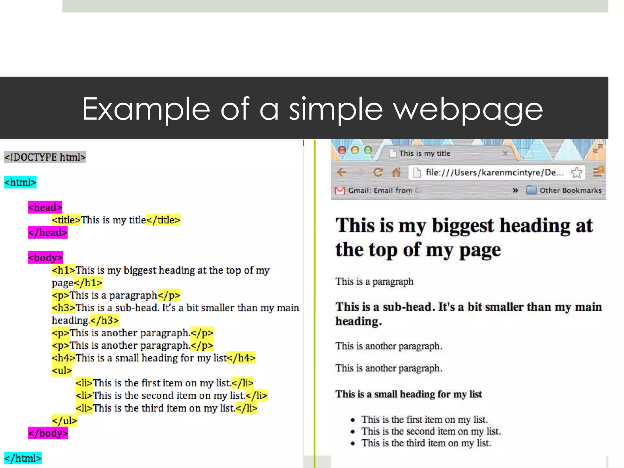 Example of a simple webpage
 