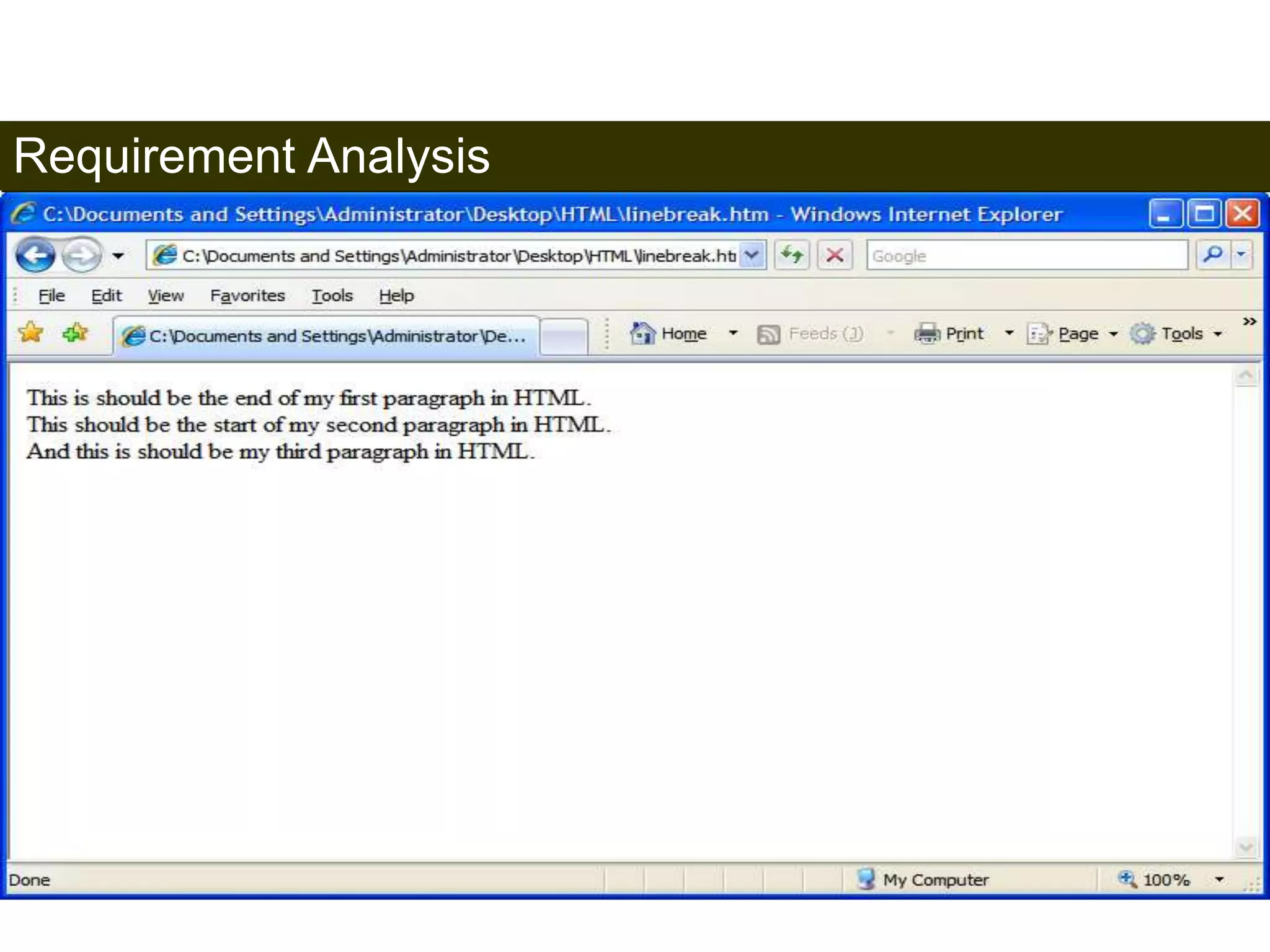 Requirement Analysis 
35 
Satish Chandra 
 