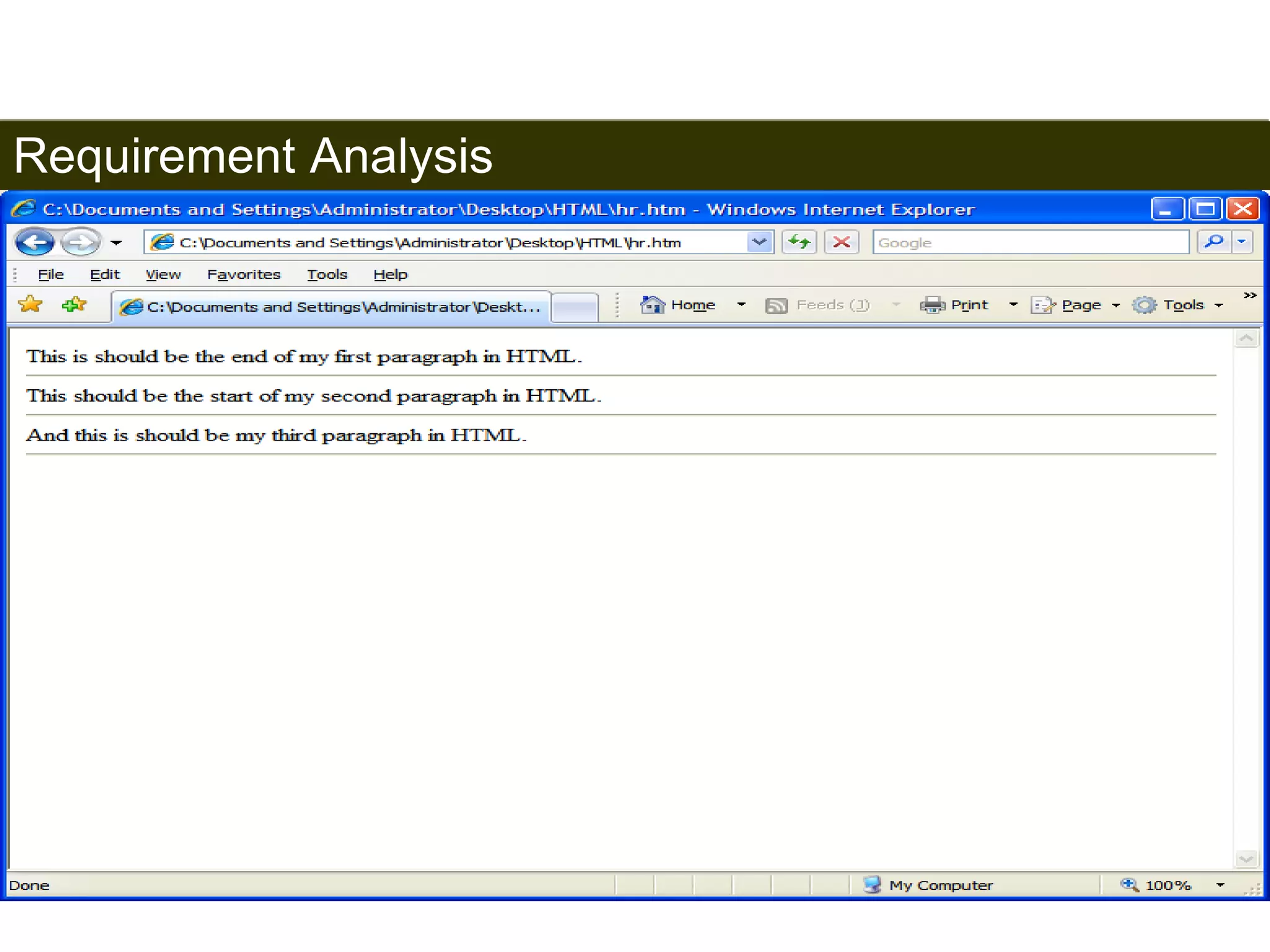 Requirement Analysis 
39 
Satish Chandra 
 