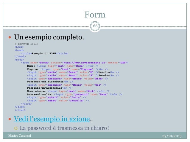 Form html esempio