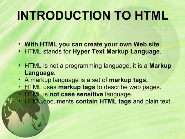 Html | PPT | Web Design and HTML | Internet