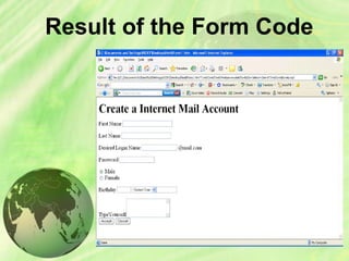 Result of the Form Code
 