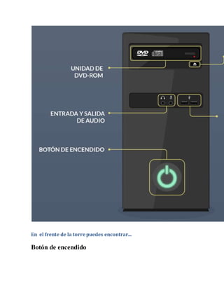 En el frente de la torre puedes encontrar...
Botón de encendido
 