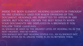 H3 Element Html Introduction to HTML | PPTX