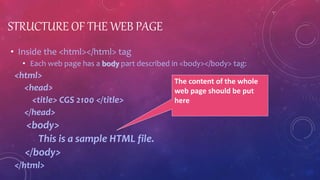 Introduction to HTML | PPTX | Web Design and HTML | Internet