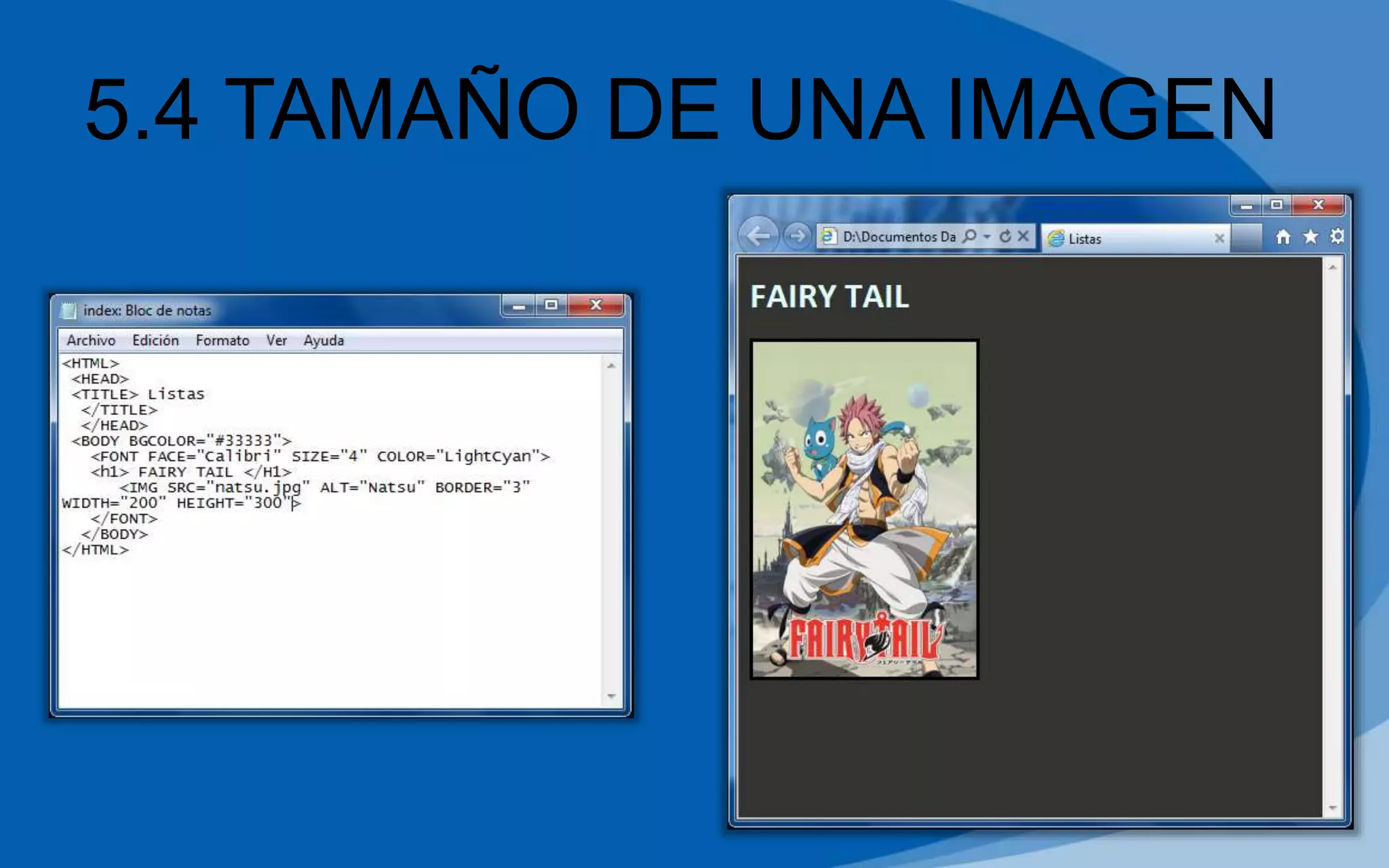 5.4 TAMAÑO DE UNA IMAGEN
 