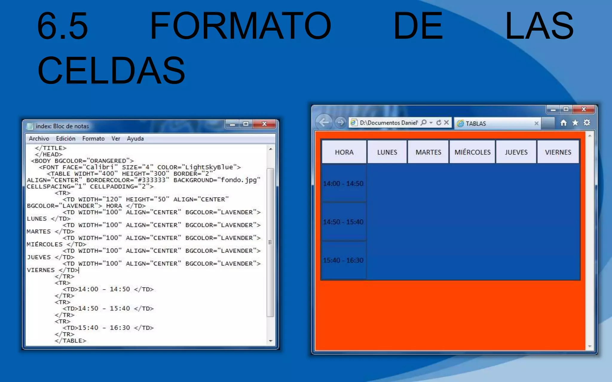 6.5 FORMATO DE LAS
CELDAS
 
