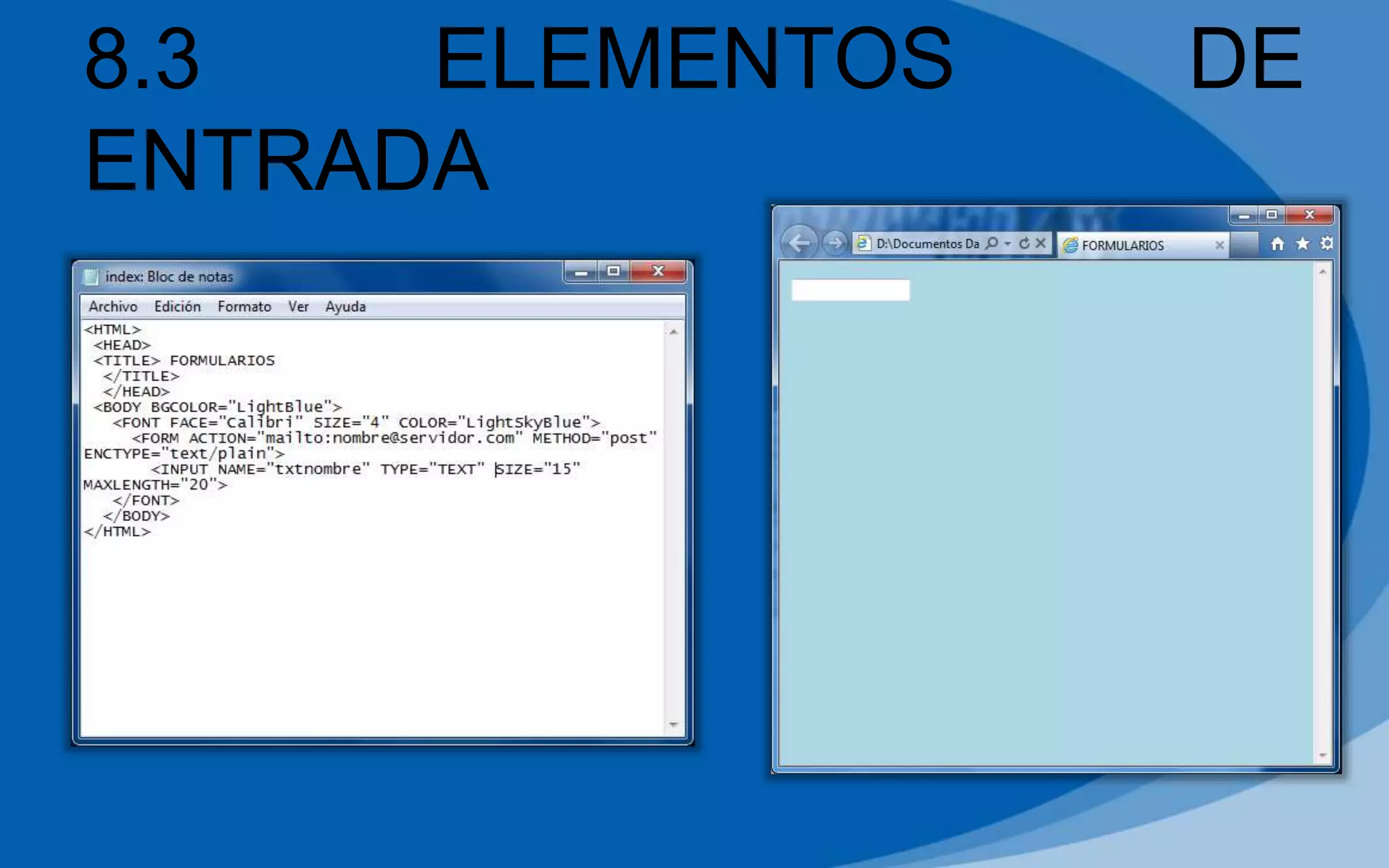 8.3 ELEMENTOS DE
ENTRADA
 