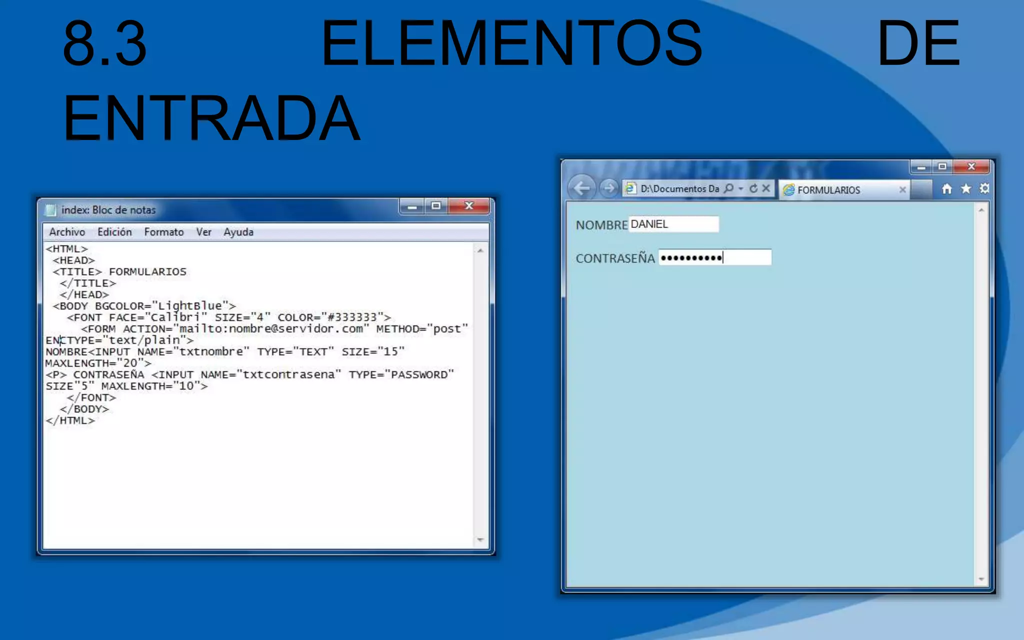 8.3 ELEMENTOS DE
ENTRADA
 