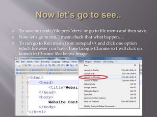 Running Html Code Explained For Beginners Basic Html for beginners. | PPTX