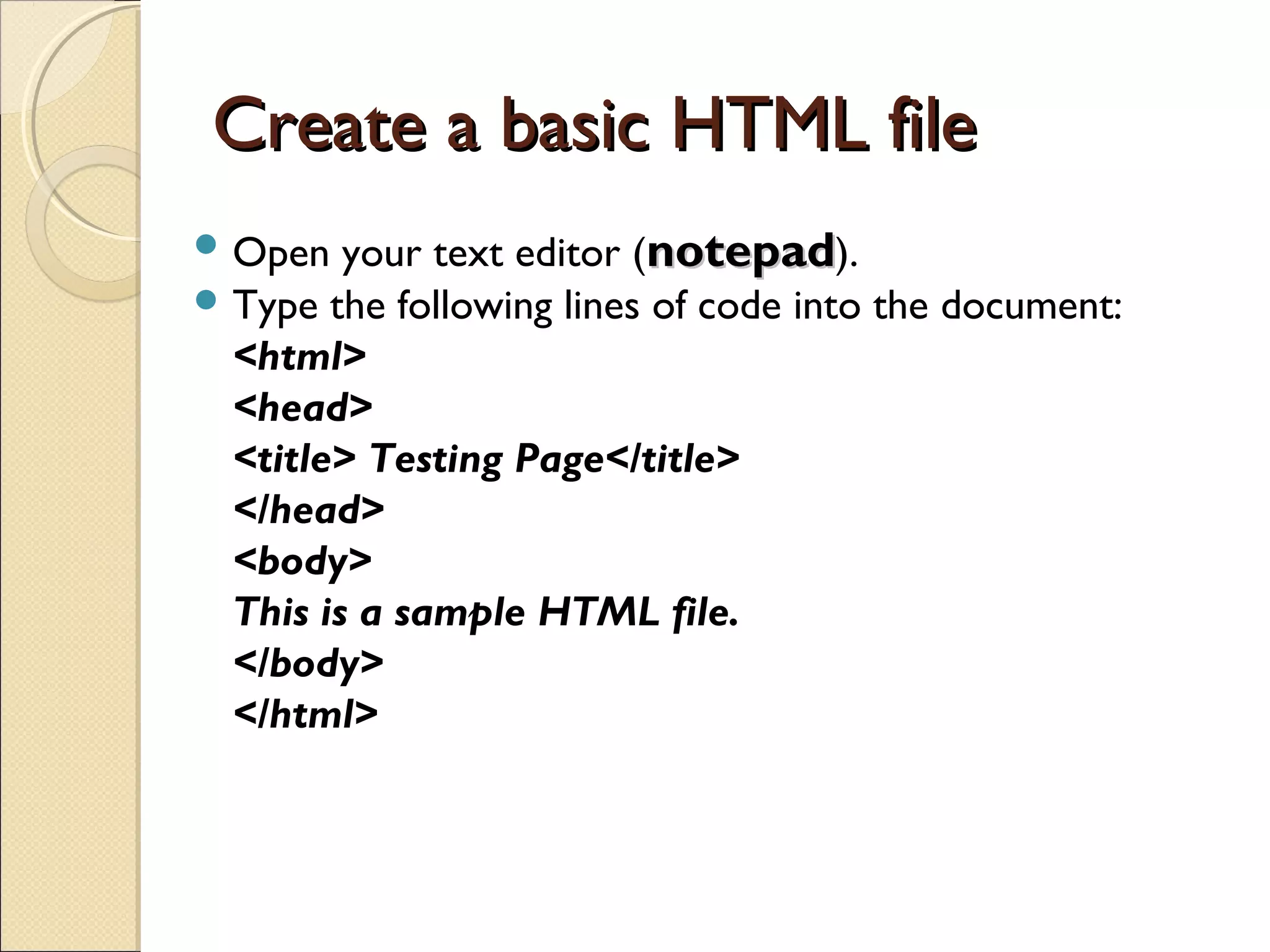Presentation on HTML | PPT | Web Design and HTML | Internet