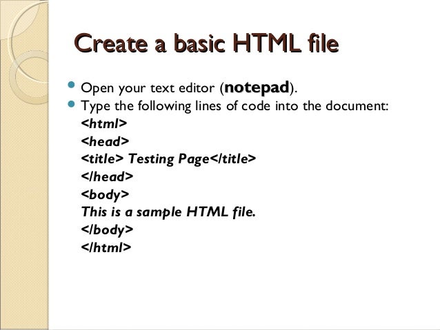 Presentation on HTML