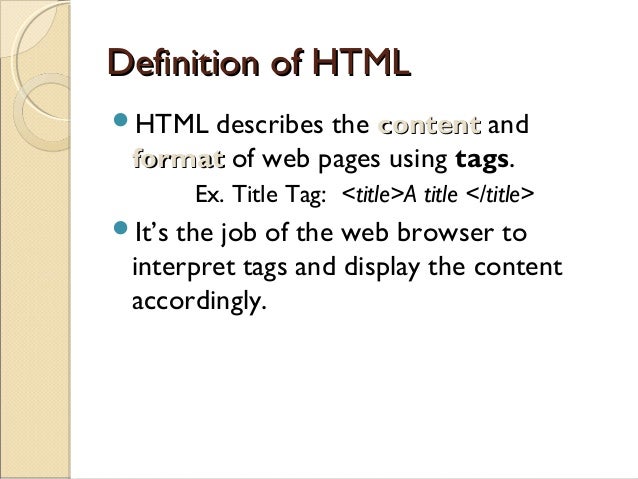 Presentation on HTML