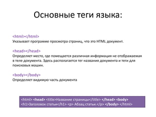 Язык Html | PPT
