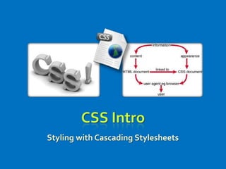 CSS Intro
Styling with Cascading Stylesheets
 