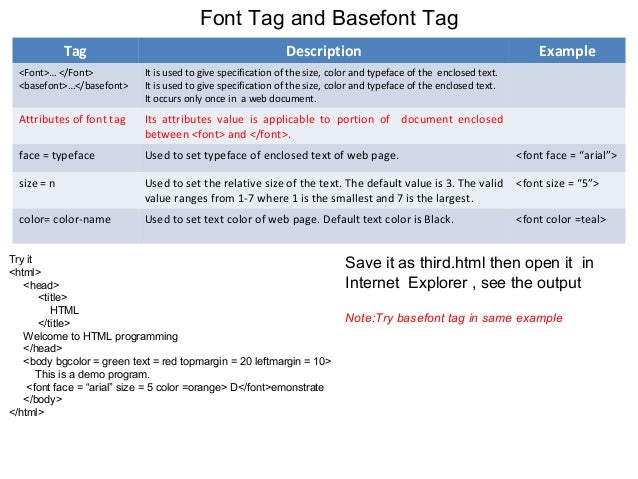 html font size tag