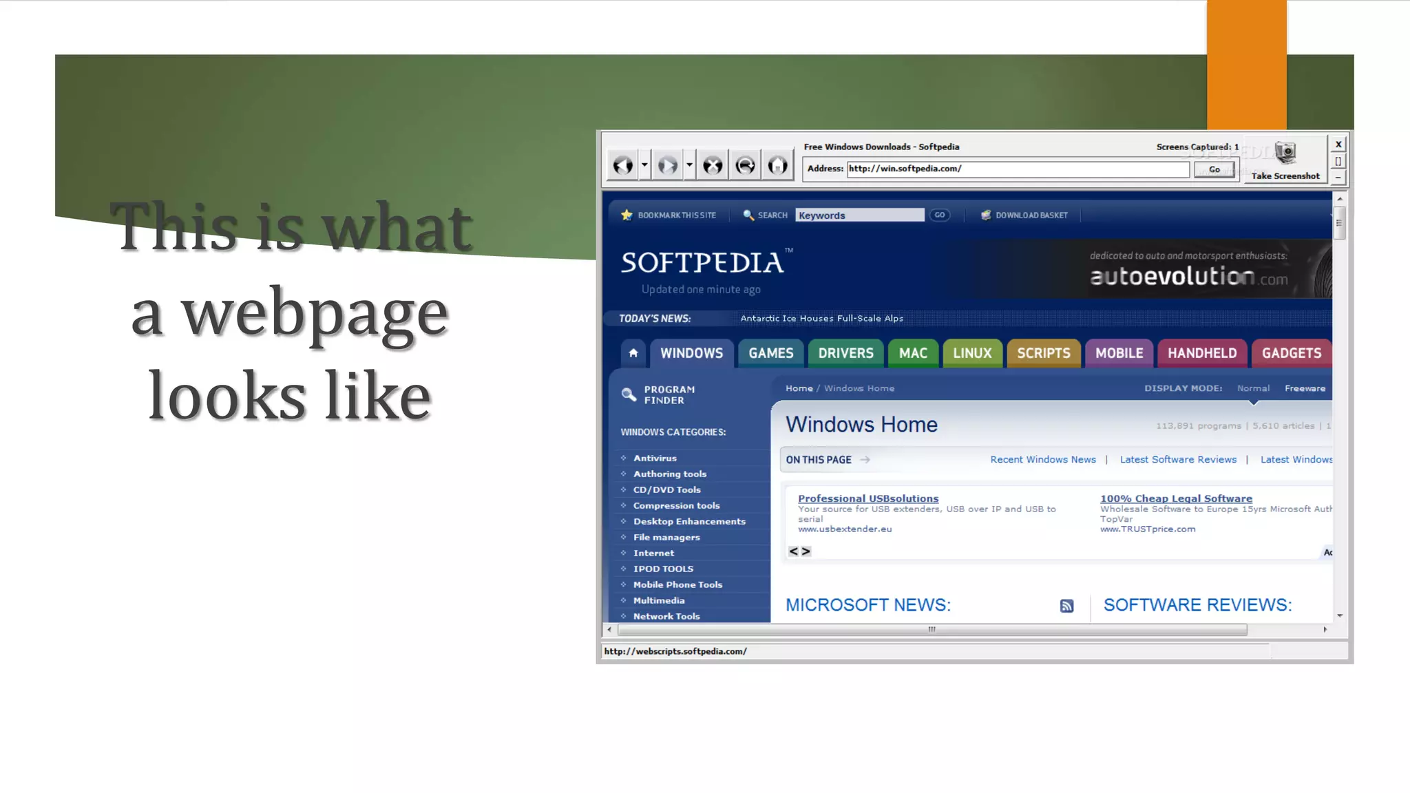 This is what
a webpage
looks like
 