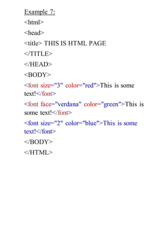 CLASS VII COMPUTERS HTML | PDF