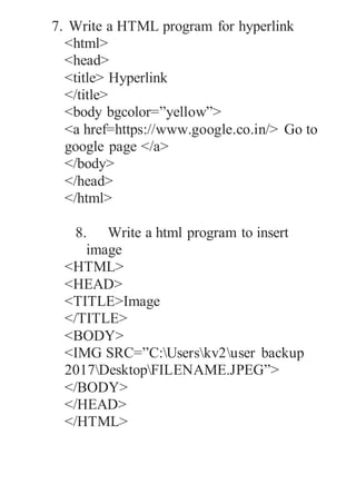 CLASS VII COMPUTERS HTML | DOCX