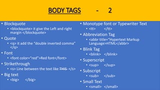 Html notes with Examples | PPTX | Web Design and HTML | Internet