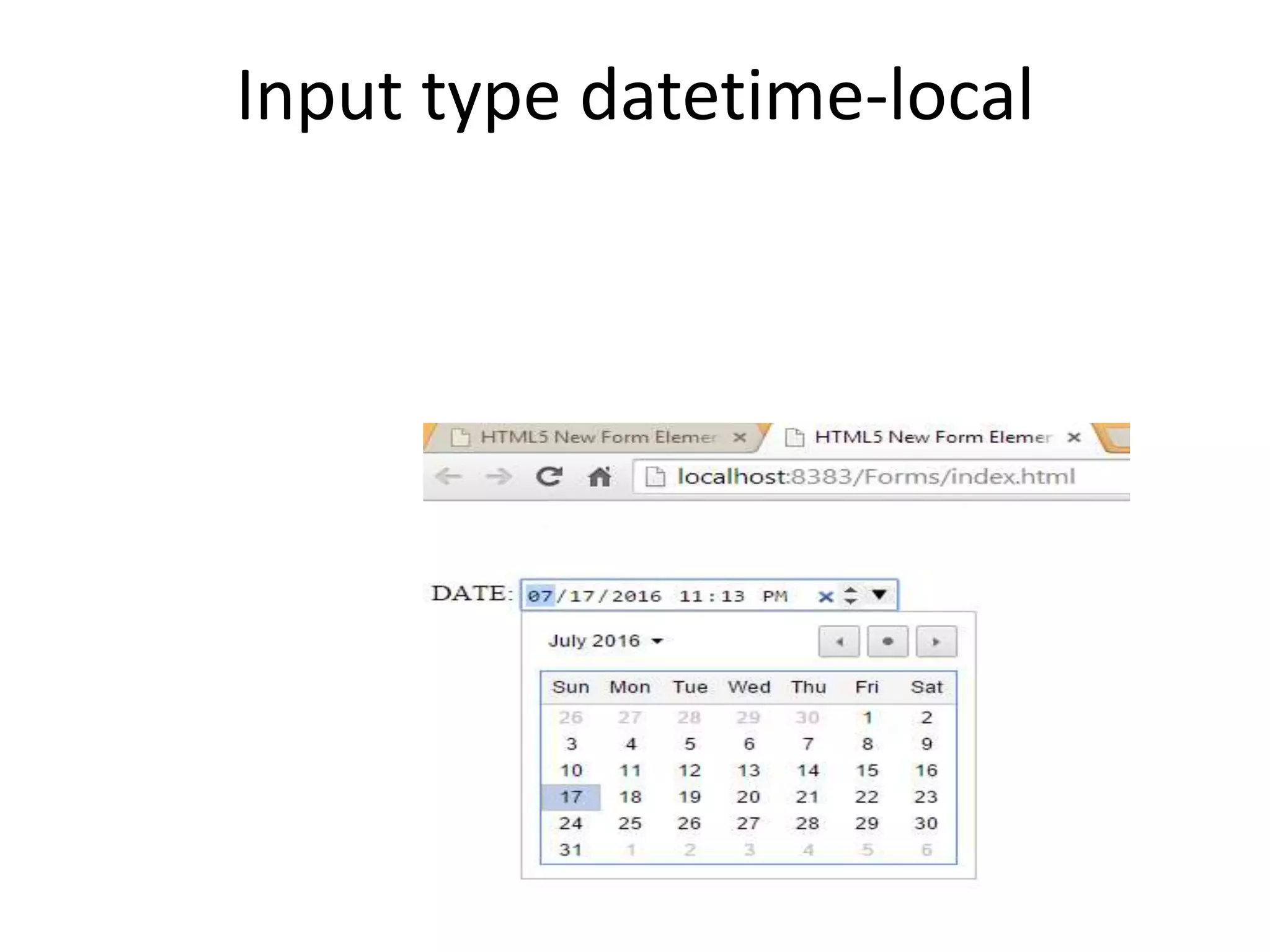 Input type datetime-local
 