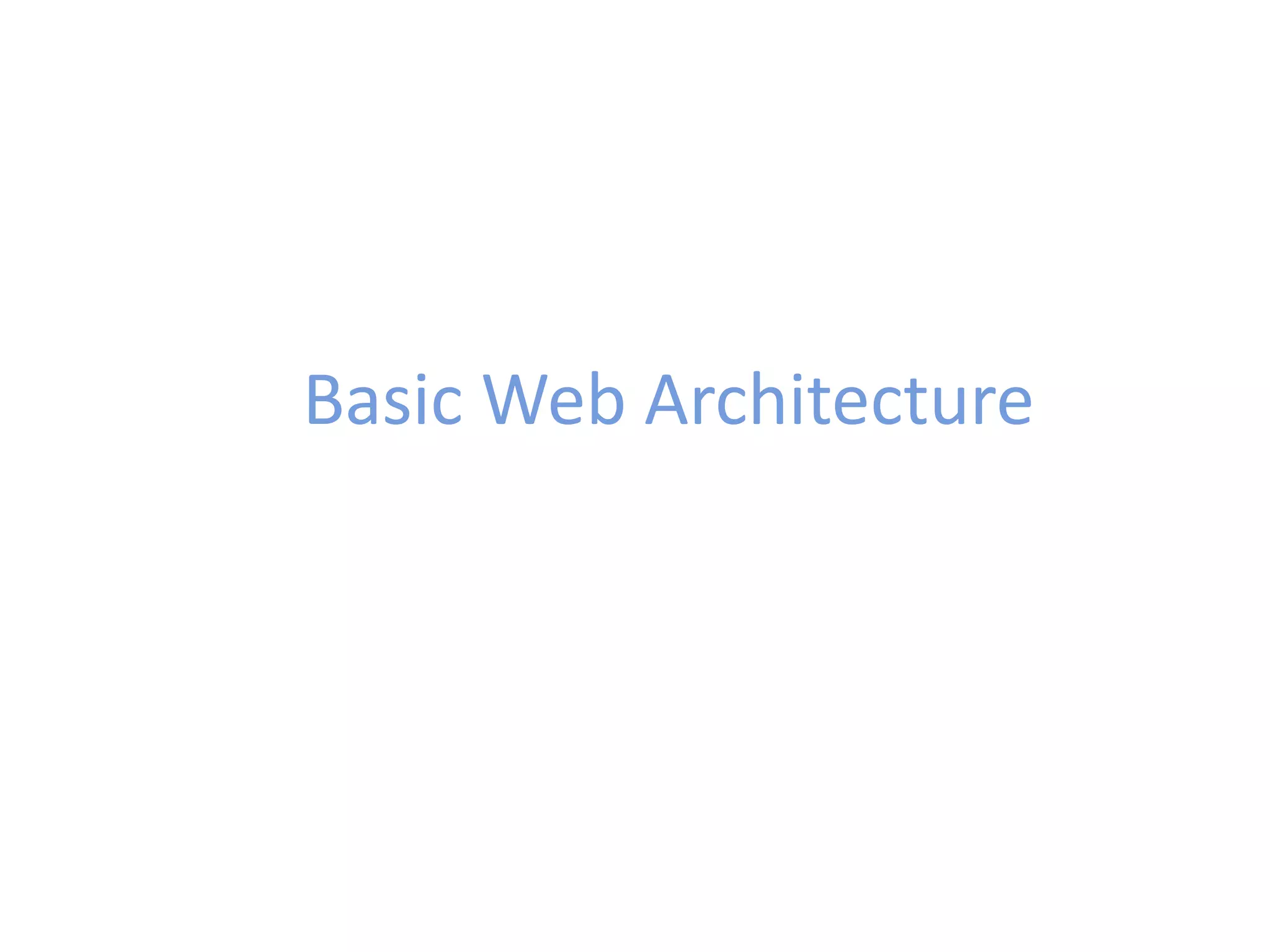 Basic Web Architecture
 