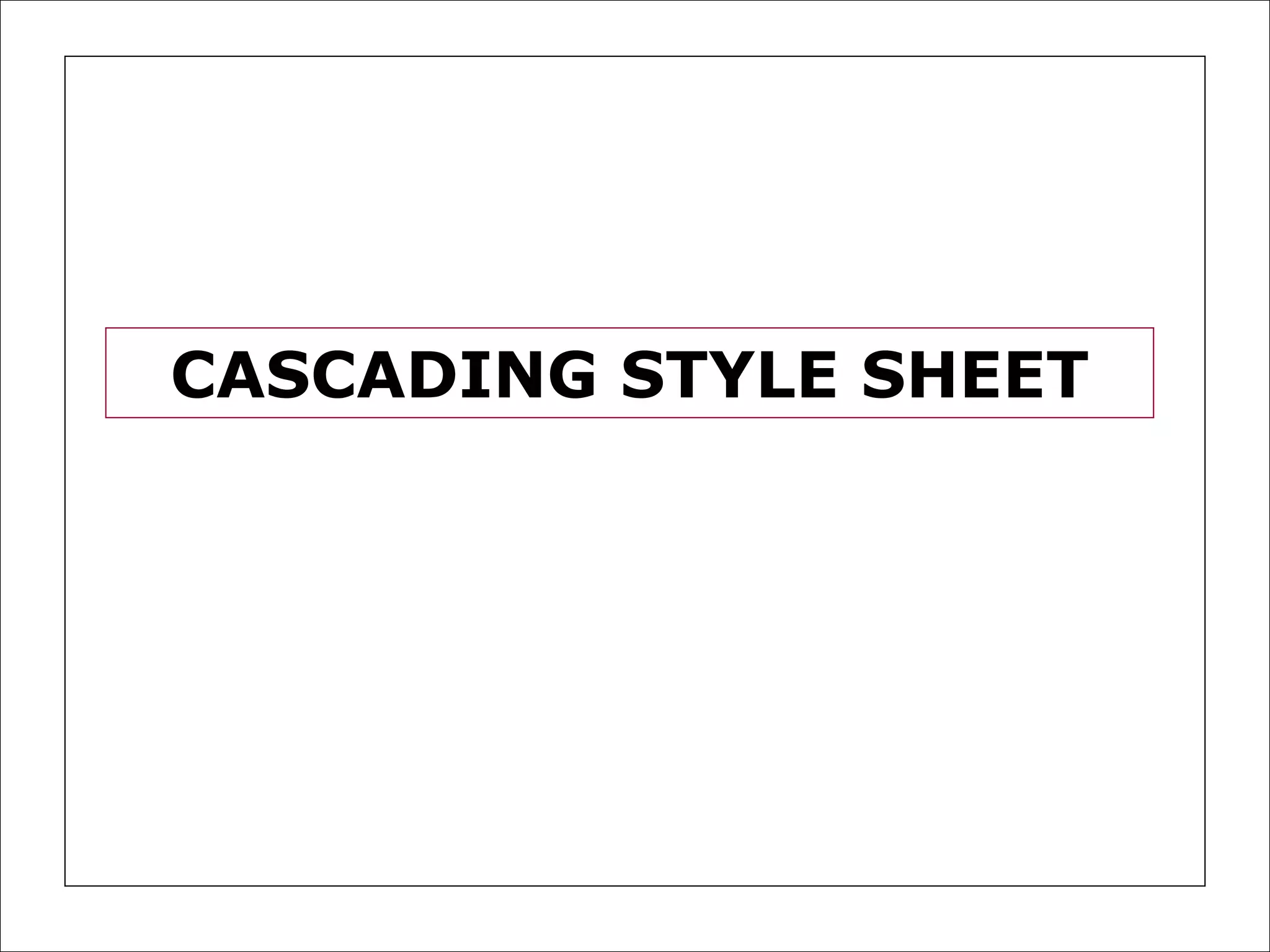 CASCADING STYLE SHEET
 