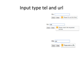Input type tel and url
 