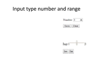 Input type number and range
 