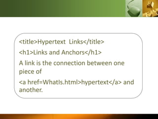 ความรู้เบื้องต้นเกี่ยวกับภาษา HTML | PPT