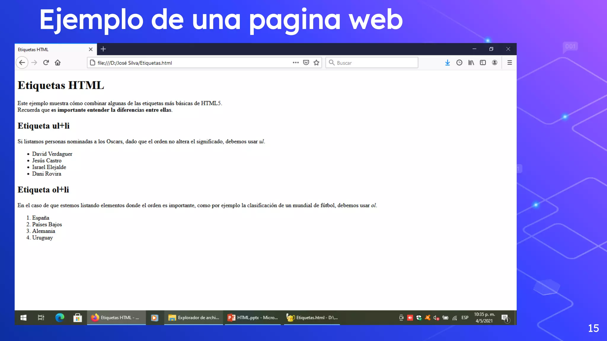 Ejemplo de una pagina web
15
 
