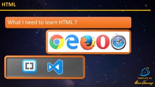 HTML
What I need to learn HTML ?
 