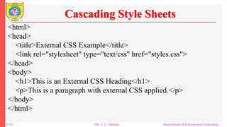 Hyper Text Markup Language, Cascading Style Sheet | PPTX