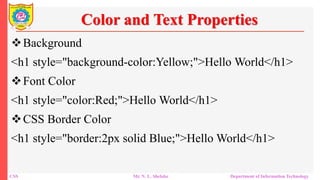 Hyper Text Markup Language, Cascading Style Sheet | PPTX