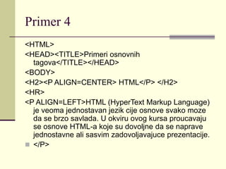 Osnove WEB dizajna(HTML i osnovni tagovi) | PPT