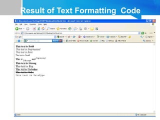 Result of Text Formatting Code
 