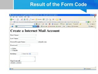 Result of the Form Code
 