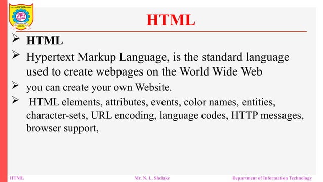 Hypertext Markup Language (HTML ) and Cascaded Style Sheet (CSS) | PPTX