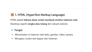 Html Informatika HTML Pembelajaran Coding dasar Informatika kelas 9 | PPTX