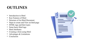 Comprehensive Introduction to HTML: Features, Structure, and Forms | PPTX