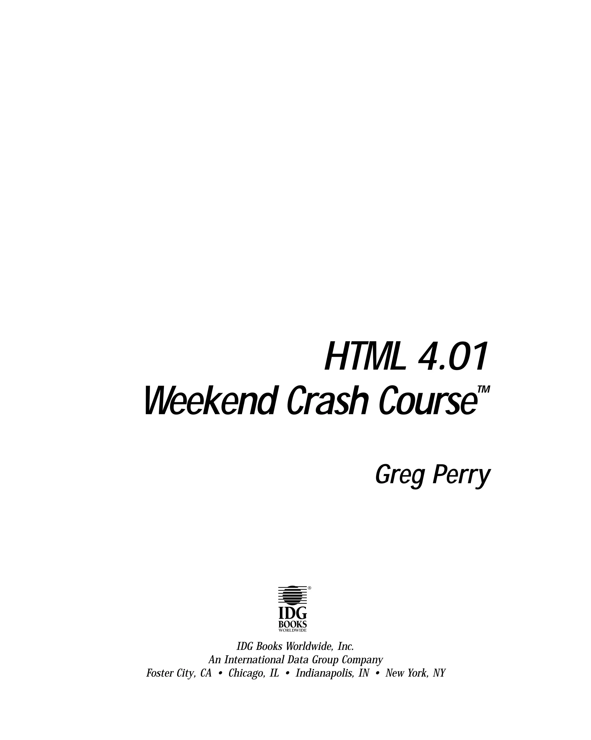 Html 4 01 Weekend Crash Course (2000) 0764547461