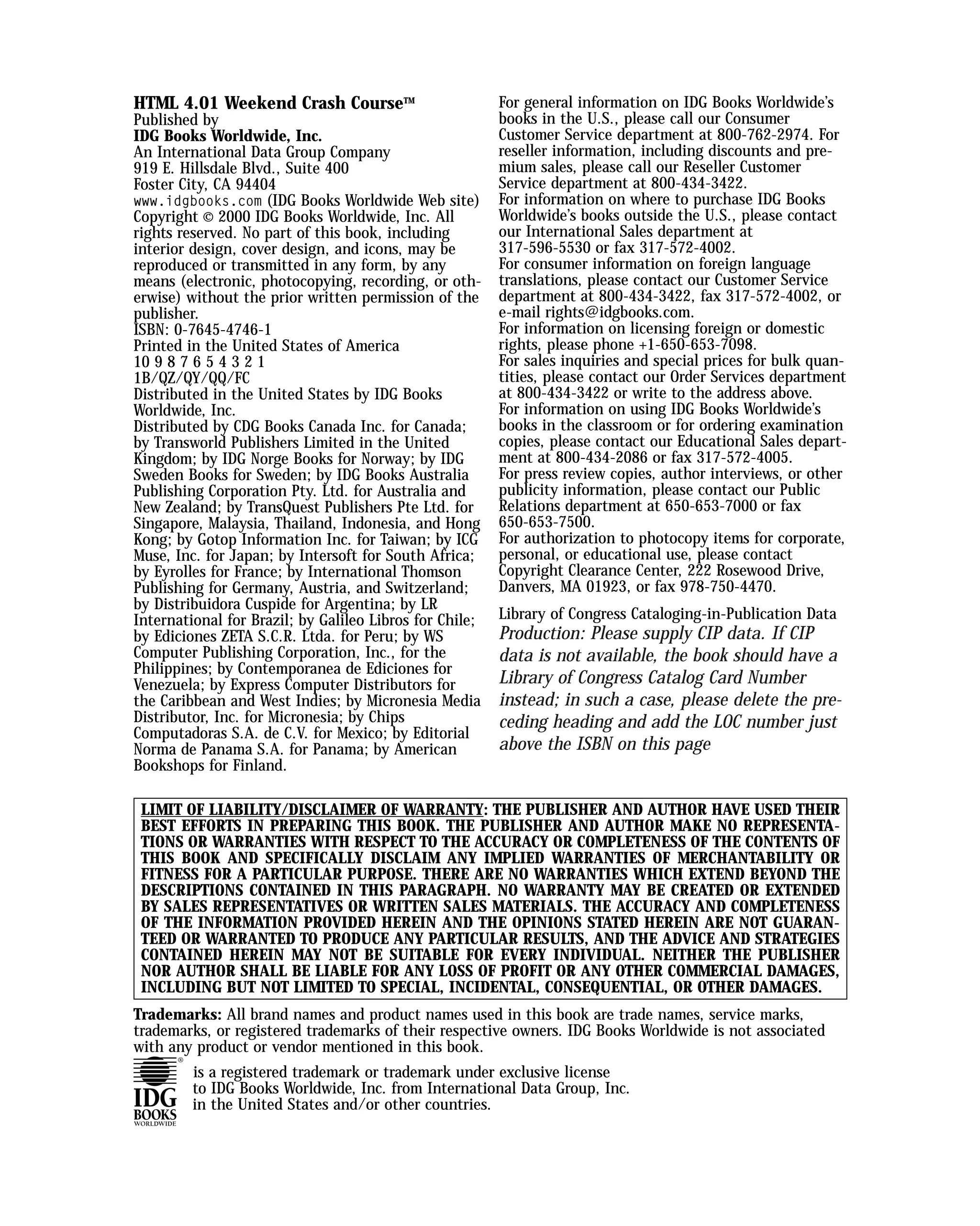Html 4 01 Weekend Crash Course (2000) 0764547461