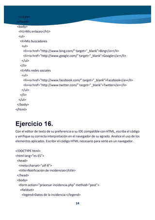 Ejercicios HTML 5