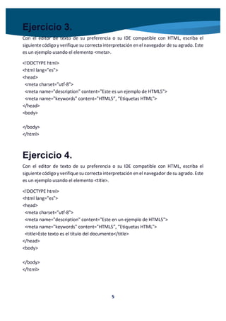 Ejercicios HTML 5