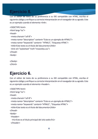 Ejercicios HTML 5