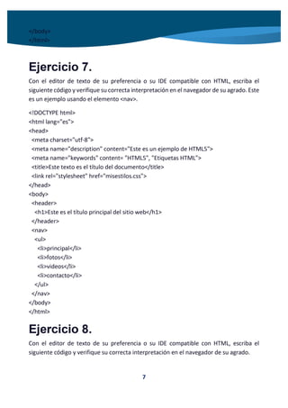 Ejercicios HTML 5